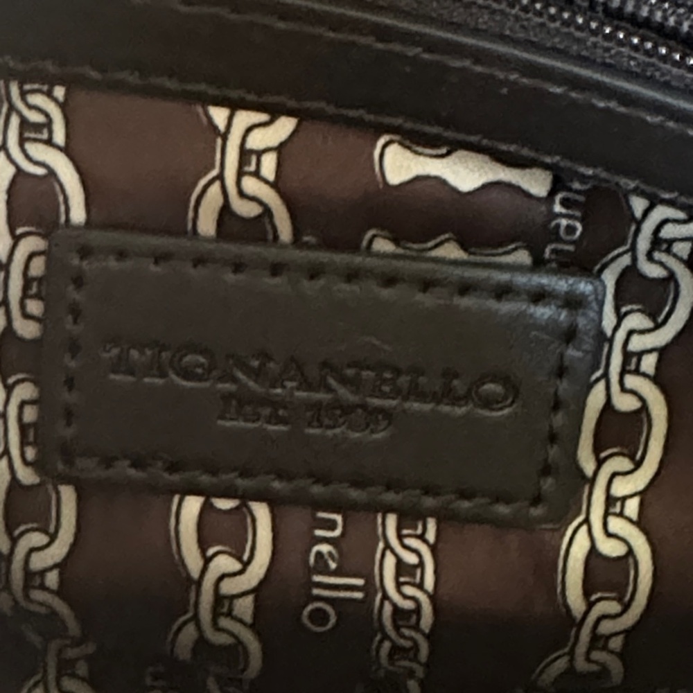 Tignanello Orange Brown Braided, Gold Studded Crossbody NWOT - Picture 9 of 15